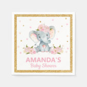 Serviette En Papier Blush Floral Elephant Baby shower Girls Serviettes (Devant)