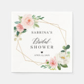 Serviette En Papier Blush Floral Géométrique Mariage (Devant)