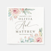Serviette En Papier Blush Floral Succulent Mariage | Botanique du dése (Devant)