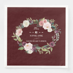 Serviette En Papier Blush Floral Wreath Mariage Bourgogne