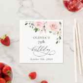 Serviette En Papier Blush Flowers, Pink Flowers, Greenery, Birthday (En situation)