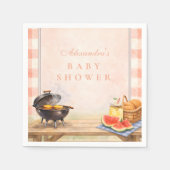 Serviette En Papier Blush Gingham Baby Q Baby Shower (Devant)
