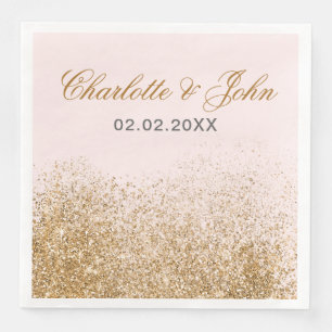 Serviette En Papier Blush Gold Parties scintillant Sparkle Mariage élé