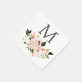 Serviette En Papier Blush Hydrangea Monogram Mariage Cocktail Napkin (Coin)