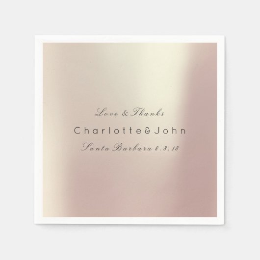 Serviette En Papier Blush métallisé or rose minimaliste pour événement (Devant)