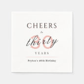 Serviette En Papier Blush moderne classe applaudissent à 30 ans (Devant)