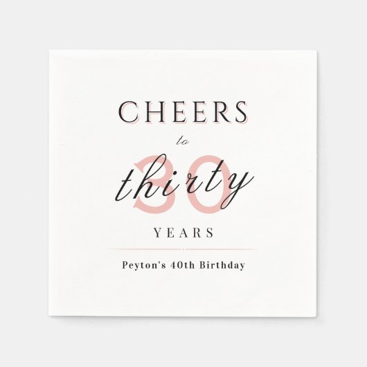 Serviette En Papier Blush moderne classe applaudissent à 30 ans (Devant)