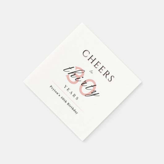 Serviette En Papier Blush moderne classe applaudissent à 30 ans (Coin)