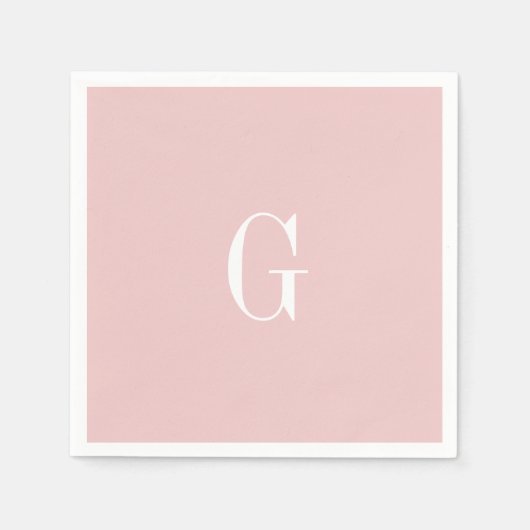 Serviette En Papier Blush Moderne Élégant Monogramme Mariage Simple Na (Devant)