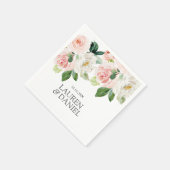 Serviette En Papier Blush moderne | monogramme de mariage rose personn (Coin)