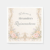 Serviette En Papier Blush Peach Baroque Quinceañera (Devant)
