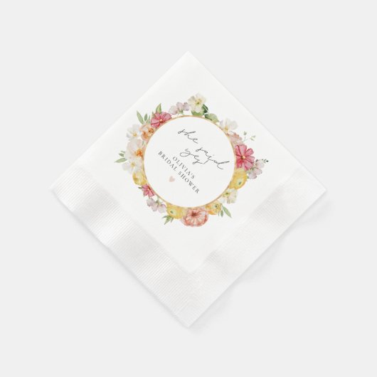 Serviette En Papier Blush & Peach Pastel Floral Spring Fête des mariée (Coin)