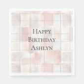 Serviette En Papier Blush Peach Squares Birthday (Devant)