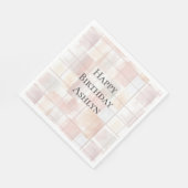 Serviette En Papier Blush Peach Squares Birthday (Coin)