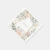 Serviette En Papier Blush Peony & Eucalyptus Botanical Floral Wedding  (Coin)