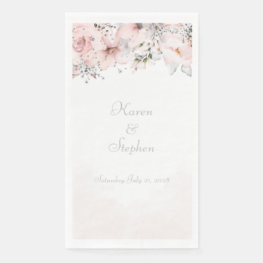Serviette En Papier Blush Peony Silver Eucalyptus Mariage papier invit (Devant)