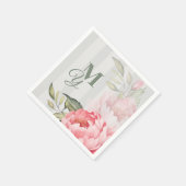 Serviette En Papier Blush Peony Wedding Monogram | Chic Floral Paper (Coin)