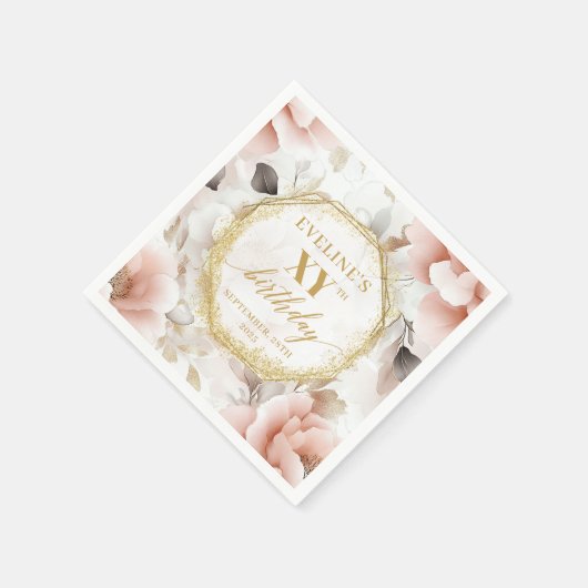 Serviette En Papier Blush personnalisé 80 Anniversaire serviettes en o (Coin)