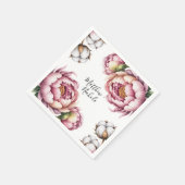 Serviette En Papier Blush Pink and White Cotton Wedding (Coin)