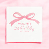 Serviette En Papier Blush Pink Bow Anniversaire Fête Nom du repas