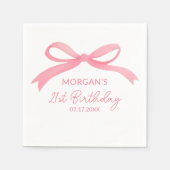 Serviette En Papier Blush Pink Bow Anniversaire Fête Nom du repas (Devant)