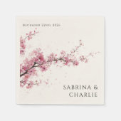 Serviette En Papier Blush Pink Cherry Blossom Elegant Floral Wedding (Devant)