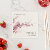 Serviette En Papier Blush Pink Cherry Blossom Elegant Floral Wedding (En situation)