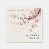 Serviette En Papier Blush Pink Cherry Blossom Elegant Floral Wedding (Devant)