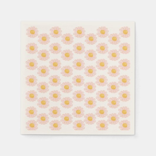 Serviette En Papier Blush Pink Daisy 1er anniversaire (Devant)