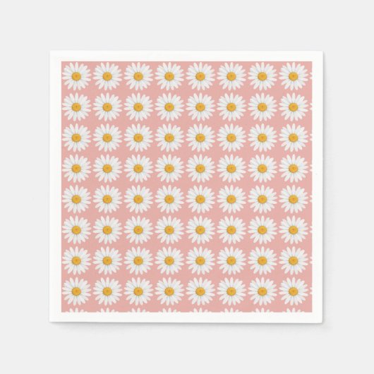 Serviette En Papier Blush Pink Daisy Floral Pattern Baby Shower Party (Devant)