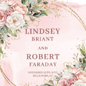 Serviette En Papier Blush Pink Floral Eucalyptus Gold Glitter Wedding 