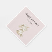 Serviette En Papier Blush Pink Flowers Bunny Birthday (Coin)
