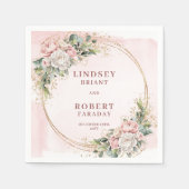 Serviette En Papier Blush Pink Flowers Greenery Gold Glitter Wedding  (Devant)