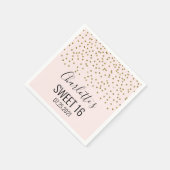 Serviette En Papier Blush Pink Gold Confetti Sweet 16 Anniversaire (Coin)