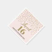 Serviette En Papier Blush Pink Gold Confetti Sweet 16 Anniversaire (Coin)