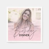 Serviette En Papier Blush Pink Gradient Photo Birthday Dinner (Devant)