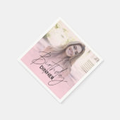 Serviette En Papier Blush Pink Gradient Photo Birthday Dinner (Coin)