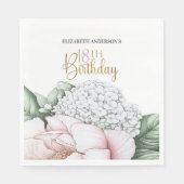 Serviette En Papier Blush Pink Peony Floral 18th Birthday (Devant)