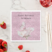 Serviette En Papier Blush Pink Rose Butterfly Sparkle Birthday (En situation)