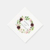 Serviette En Papier Blush Romance | Floral Mariage de couronne (Coin)