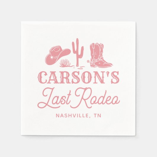 Serviette En Papier Blush rose Dernier Rodéo Cowgirl Bachelorette Part (Devant)