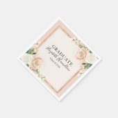 Serviette En Papier Blush & Rose Gold Chic Floral Graduation (Coin)