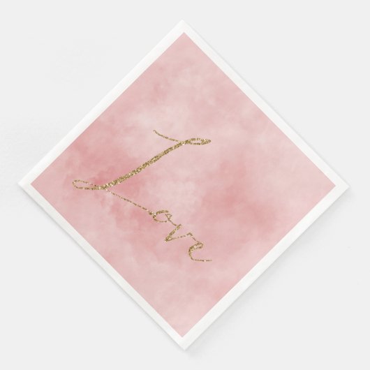 Serviette En Papier Blush Rose Gold Parties scintillant Love (Coin)