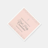 Serviette En Papier Blush rose Première communion pailleté d'argent (Coin)