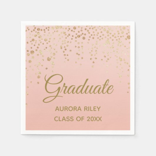 Serviette En Papier Blush Rose Rose Gold Parties scintillant Confetti  (Devant)
