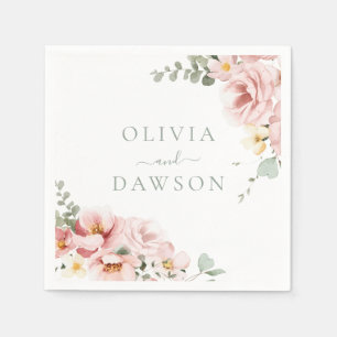 Serviette En Papier Blush & Sage Green Divine Mariage d'élégance divin