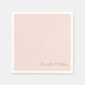 Serviette En Papier Blush Script Names Mariage Cocktail (Devant)
