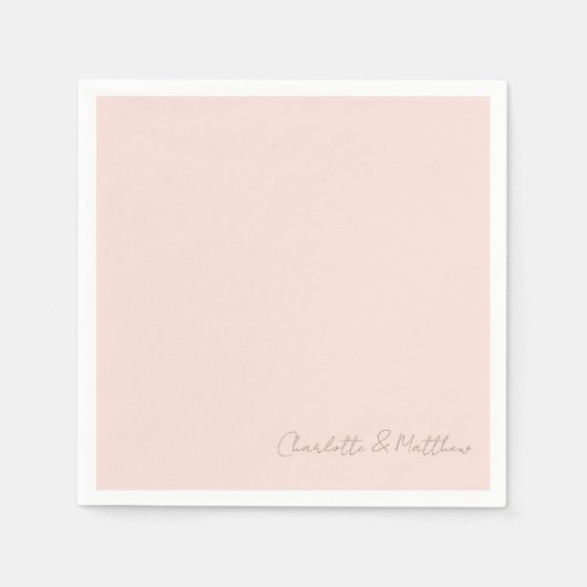Serviette En Papier Blush Script Names Mariage Cocktail (Devant)