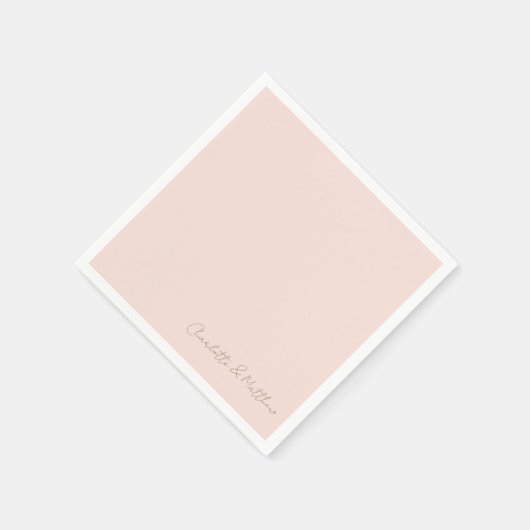 Serviette En Papier Blush Script Names Mariage Cocktail (Coin)