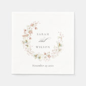Serviette En Papier Blush White Rustic Meadow Floral Wreath Mariage (Devant)